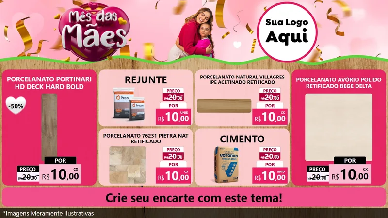 Modelo de TV para TV Horizontal com o tema Mês das Mães para Pisos e revestimentos