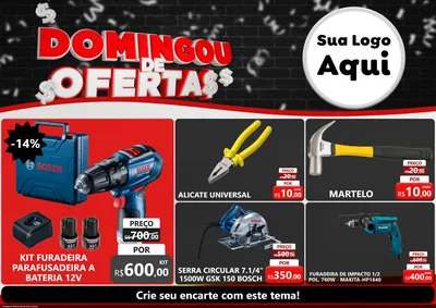 Modelo de Encarte para Encarte A4 Horizontal com o tema Domingou de Ofertas para Maquinas e Ferramentas