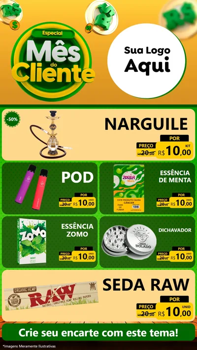 Modelo de TV para TV Vertical com o tema Especial Mês do Cliente para Tabacaria