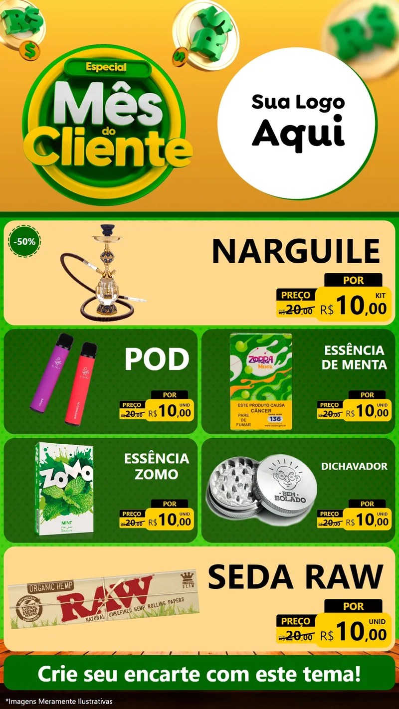 Modelo de TV para TV Vertical com o tema Especial Mês do Cliente para Tabacaria