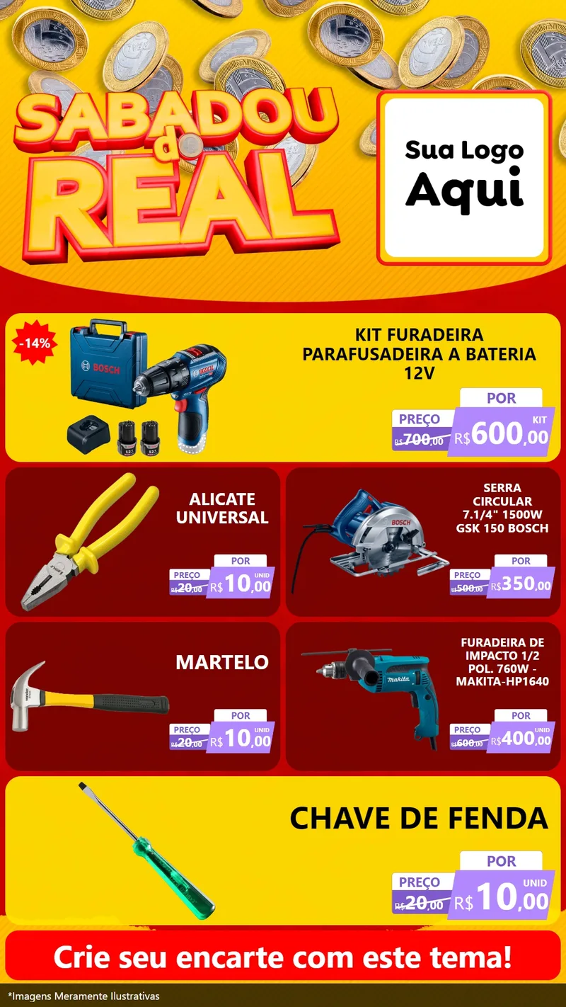 Modelo de TV para TV Vertical com o tema Sabadou do Real para Maquinas e Ferramentas