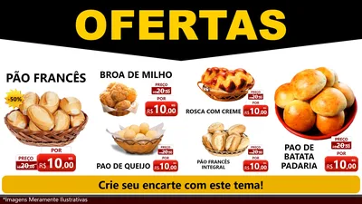Modelo de TV para TV Horizontal com o tema Ofertas Preto e Vermelho Cartaz para Padaria