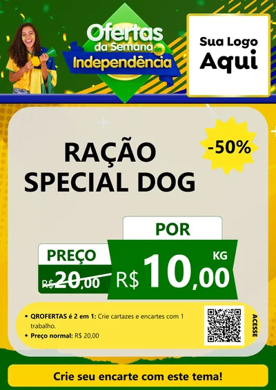 Modelo de Cartaz para Cartaz A4 Vertical com o tema Ofertas da Semana da Independência para Pet Shop