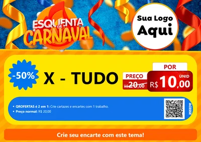 Modelo de Cartaz para Cartaz A4 Horizontal com o tema Esquenta de Carnaval para Hamburgueria
