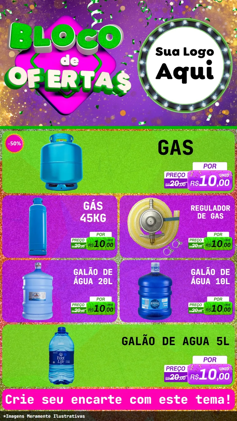 Modelo de TV para TV Vertical com o tema Bloco de Ofertas para Água e gás