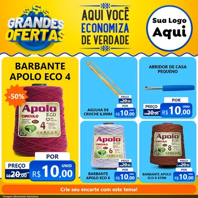 Modelo de Rede Social para Feed Facebook com o tema Grandes Ofertas para Armarinho e Aviamentos