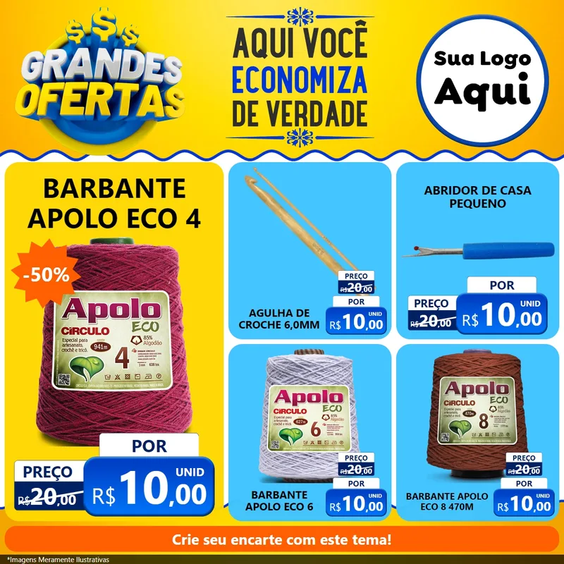 Modelo de Rede Social para Feed Facebook com o tema Grandes Ofertas para Armarinho e Aviamentos
