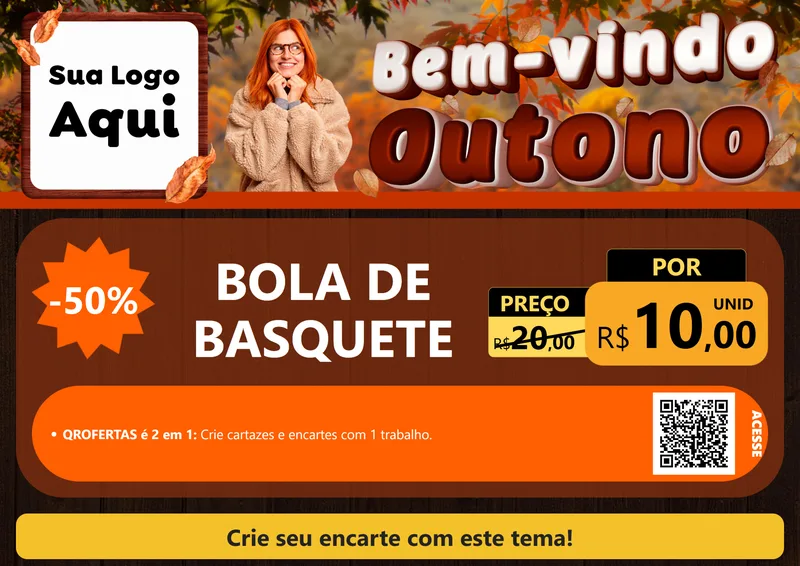 Modelo de Cartaz para Cartaz A4 Horizontal com o tema Bem-vindo Outono para Artigos Esportivos