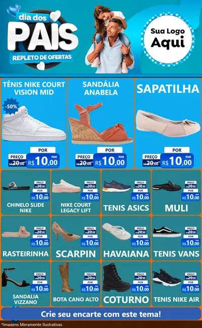 Modelo de Encarte para Encarte Grande com o tema Dia Dos Pais Repleto de Ofertas para Calçados