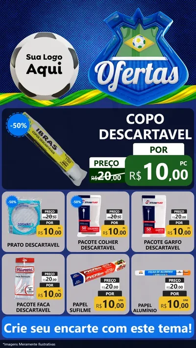 Modelo de Rede Social para Stories com o tema Ofertas (Futebol) para Embalagens