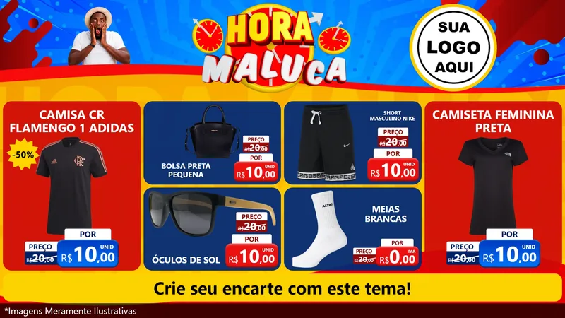 Modelo de TV para TV Horizontal com o tema Hora Maluca para Roupas e acessórios
