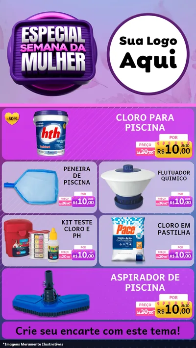 Modelo de TV para TV Vertical com o tema Especial Semana da Mulher para Produtos para Piscina