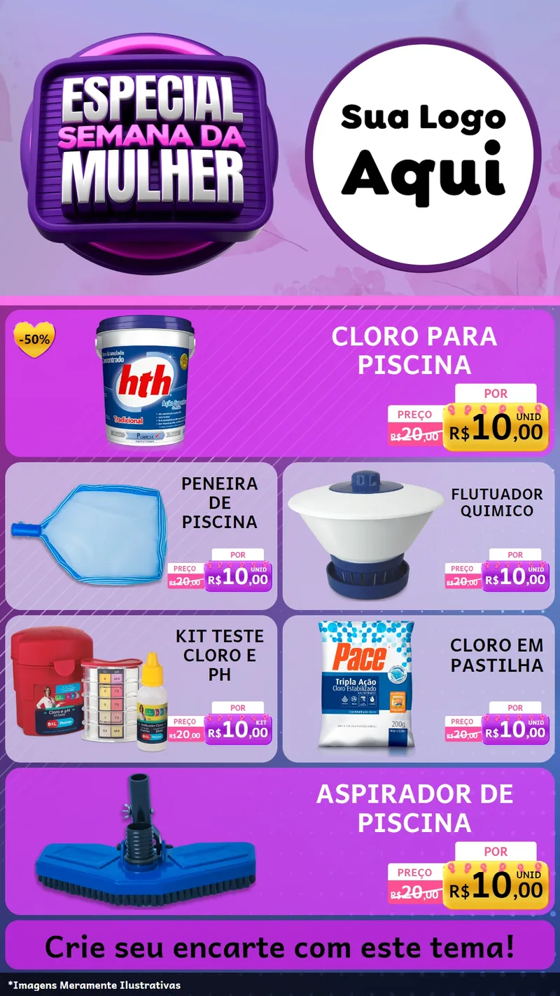 Modelo de TV para TV Vertical com o tema Especial Semana da Mulher para Produtos para Piscina