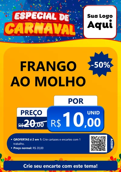Modelo de Cartaz para Cartaz A4 Vertical com o tema Especial de Carnaval para Restaurante