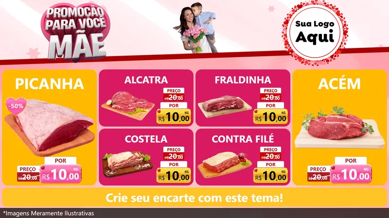 Modelo de TV para TV Horizontal com o tema Promoção Para Você Mãe para Açougue