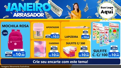 Modelo de TV para TV Horizontal com o tema Janeiro Arrasador para Papelaria
