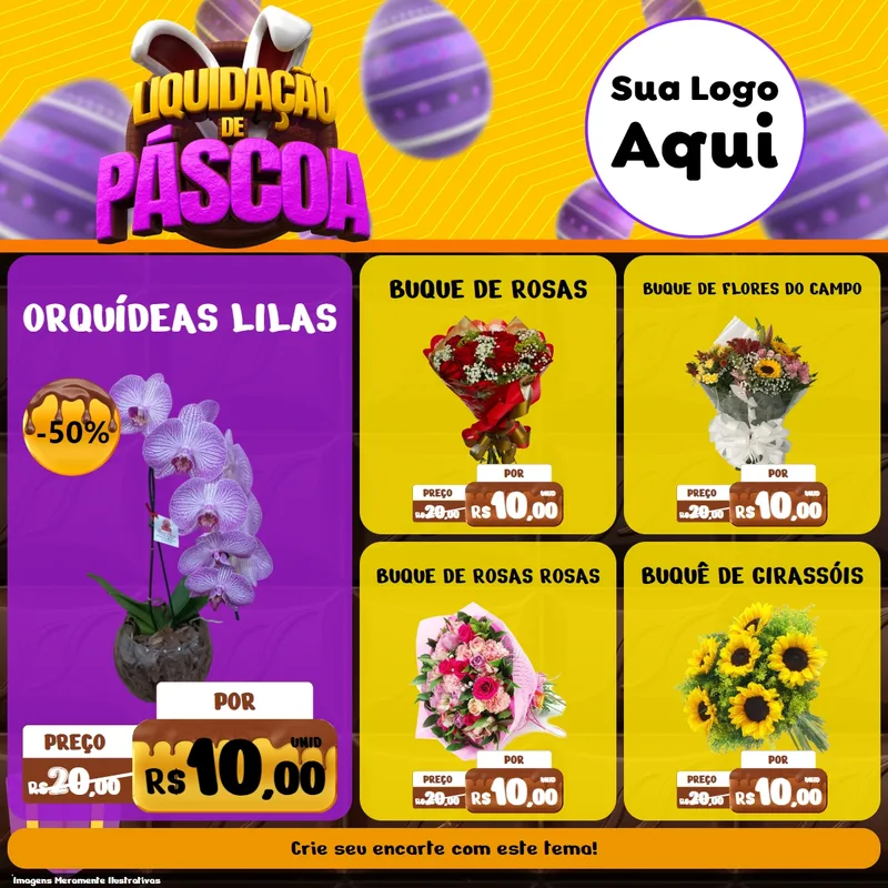 Modelo de Rede Social para Feed Facebook com o tema Liquidação de Páscoa para Floricultura e jardim