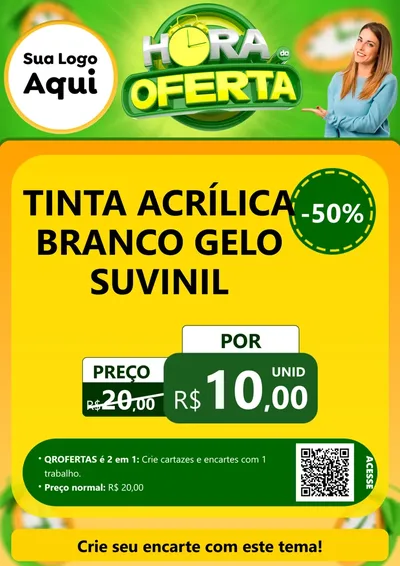 Modelo de Cartaz para Cartaz A4 Vertical com o tema Hora da Oferta para Tintas e Ferramentas