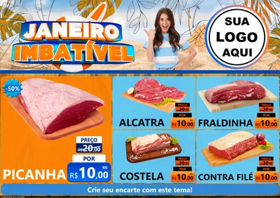 Modelo de Encarte para Encarte A4 Horizontal com o tema Janeiro Imbatível para Açougue
