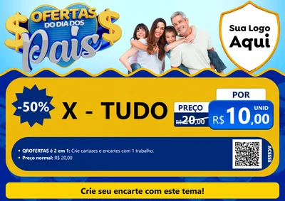 Modelo de Cartaz para Cartaz A4 Horizontal com o tema Ofertas do Dia dos Pais para Hamburgueria