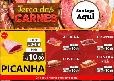 Modelo de Encarte para Encarte A4 Horizontal com o tema Terça das Carnes para Açougue