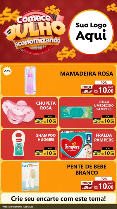 Modelo de TV para TV Vertical com o tema Comece Julho Economizando para Bebês