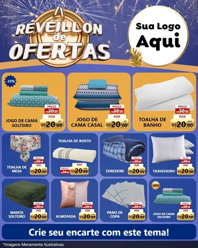 Modelo de Rede Social para Feed Instagram com o tema Réveillon de Ofertas para Cama, Mesa e Banho