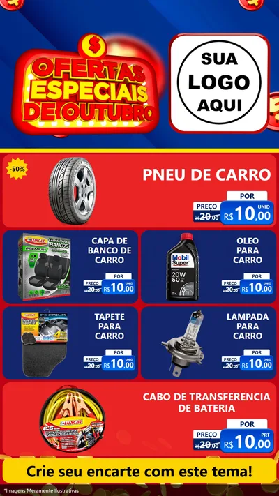 Modelo de TV para TV Vertical com o tema Ofertas Especiais de Outubro para Auto peças