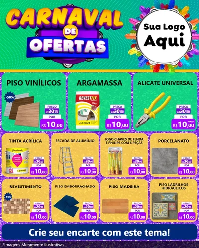 Modelo de Rede Social para Feed Instagram com o tema Carnaval de Ofertas para Material para Construção