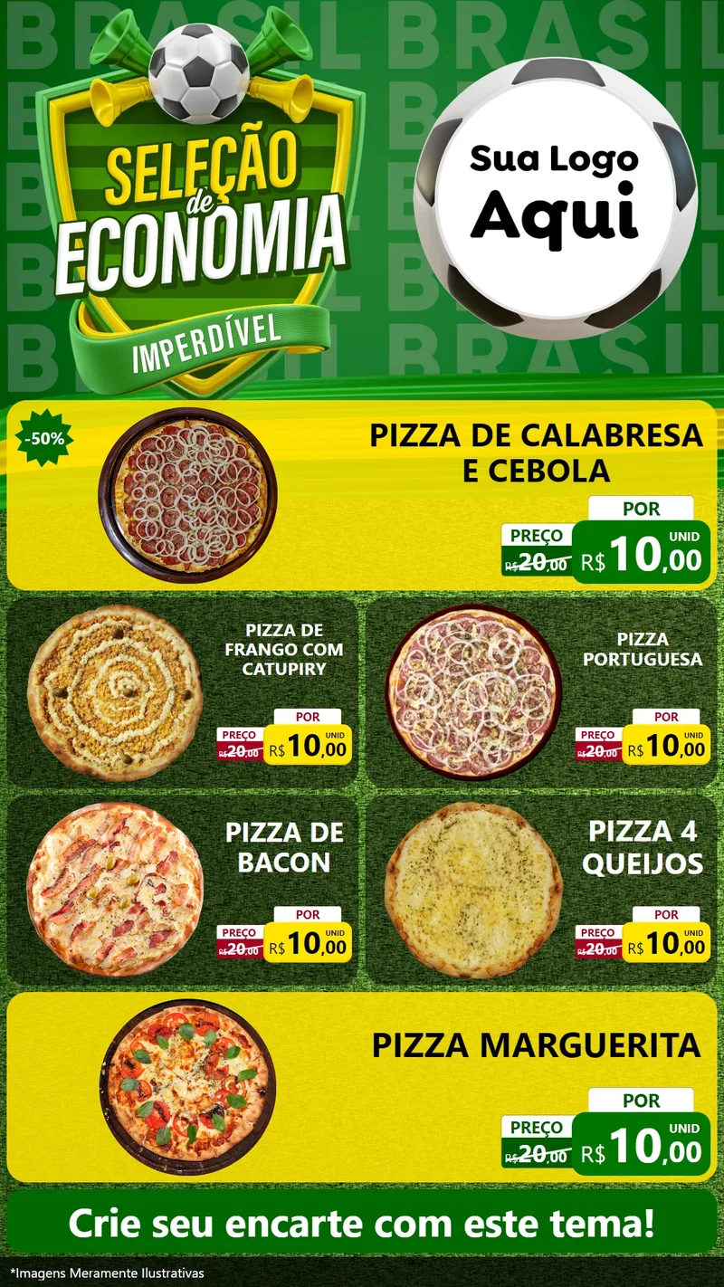 Modelo de TV para TV Vertical com o tema Seleção de Economia - Copa para Pizzaria