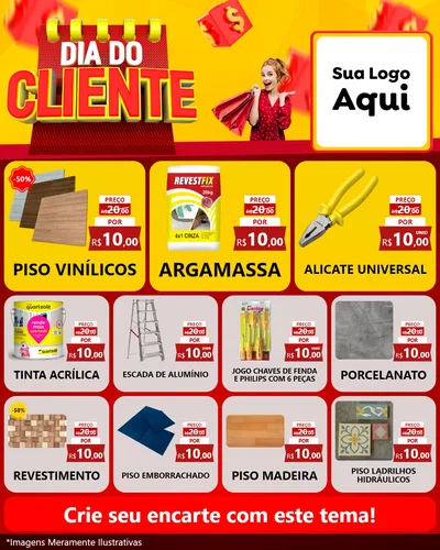 Modelo de Rede Social para Feed Instagram com o tema Dia do Cliente para Material para Construção