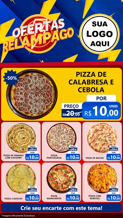 Modelo de Rede Social para Stories com o tema Ofertas Relâmpago para Pizzaria