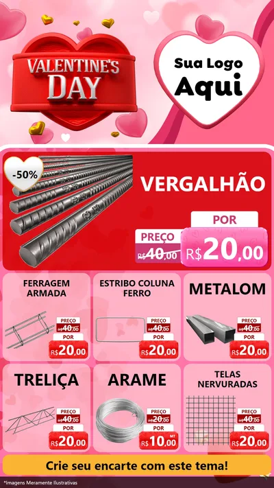 Modelo de Rede Social para Stories com o tema Valentine's Day para Ferragens
