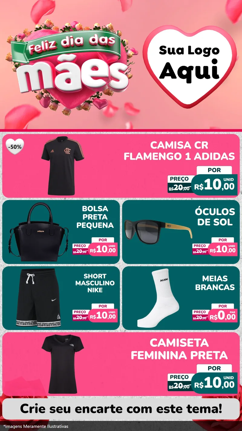 Modelo de TV para TV Vertical com o tema Feliz Dia das Mães para Roupas e acessórios