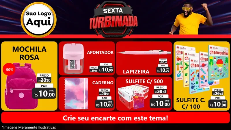 Modelo de TV para TV Horizontal com o tema Sexta Turbinada para Papelaria