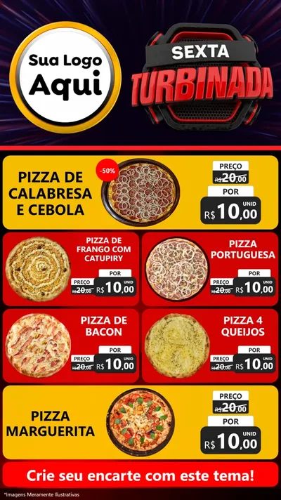 Modelo de TV para TV Vertical com o tema Sexta Turbinada para Pizzaria