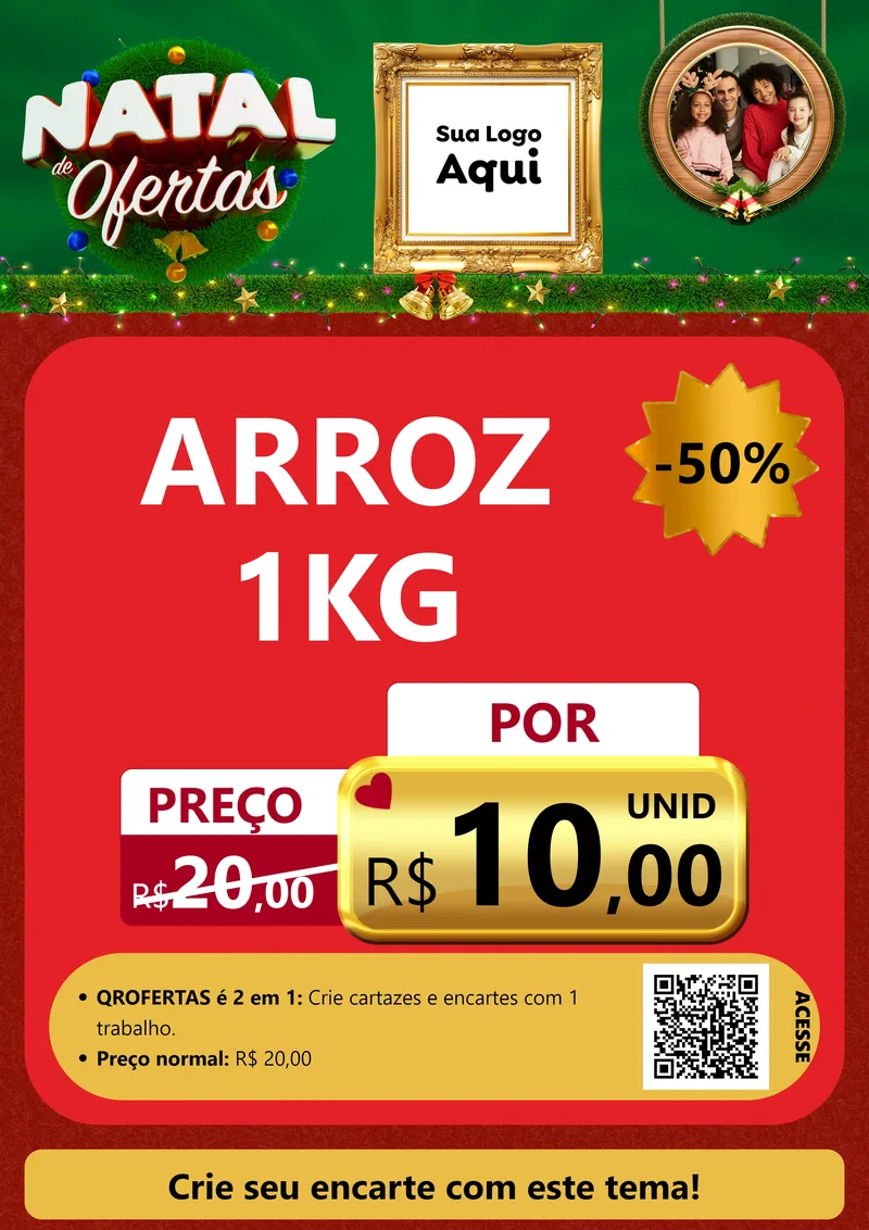 Modelo de Cartaz para Cartaz A4 Vertical com o tema Natal de Ofertas para Supermercado