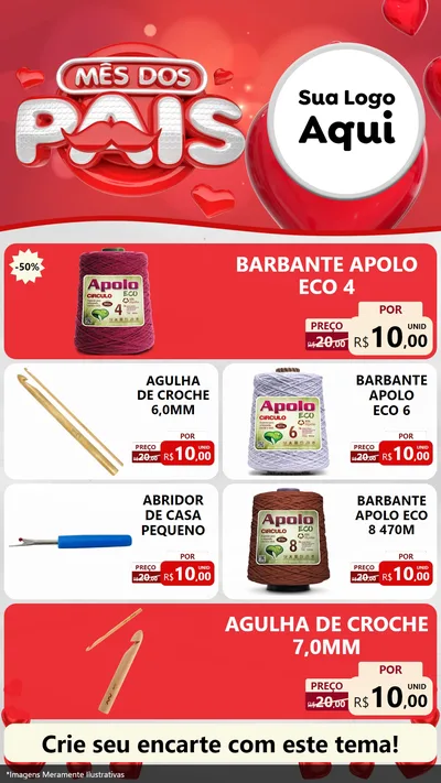 Modelo de TV para TV Vertical com o tema Mês dos Pais para Armarinho e Aviamentos