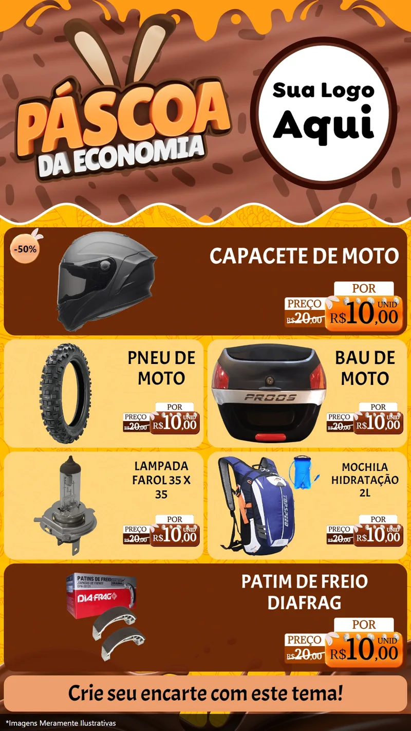 Modelo de TV para TV Vertical com o tema Páscoa da Economia para Moto peças