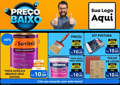 Modelo de Encarte para Encarte A4 Horizontal com o tema Preço Baixo para Tintas e Ferramentas