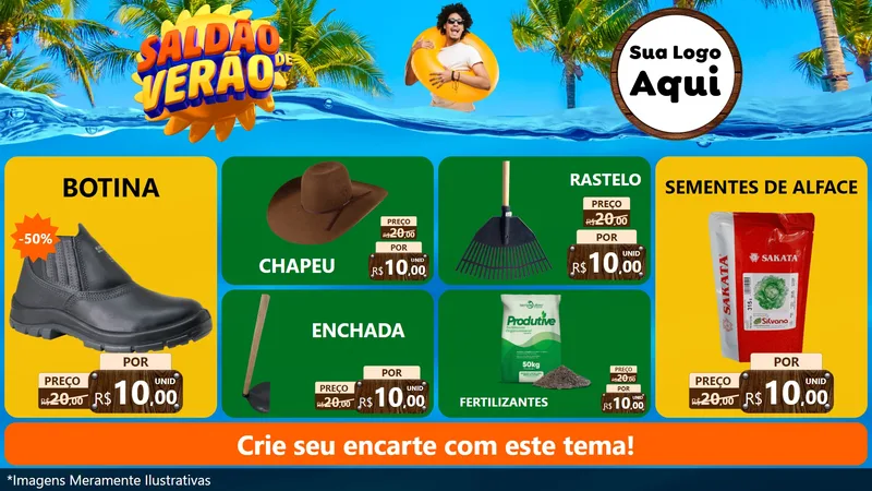 Modelo de TV para TV Horizontal com o tema Saldão de Verão para Agropecuária