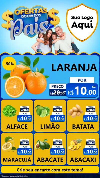 Modelo de Rede Social para Stories com o tema Ofertas do Dia dos Pais para Hortifrúti