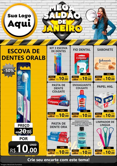 Modelo de Encarte para Encarte A4 Vertical com o tema Mega Saldão de Janeiro para Higiene Pessoal