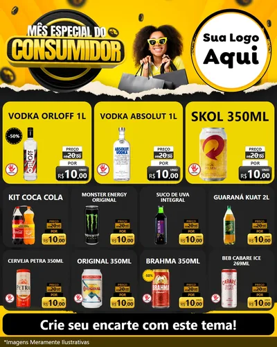 Modelo de Rede Social para Feed Instagram com o tema Mês Especial do Consumidor para Distribuidora de bebidas
