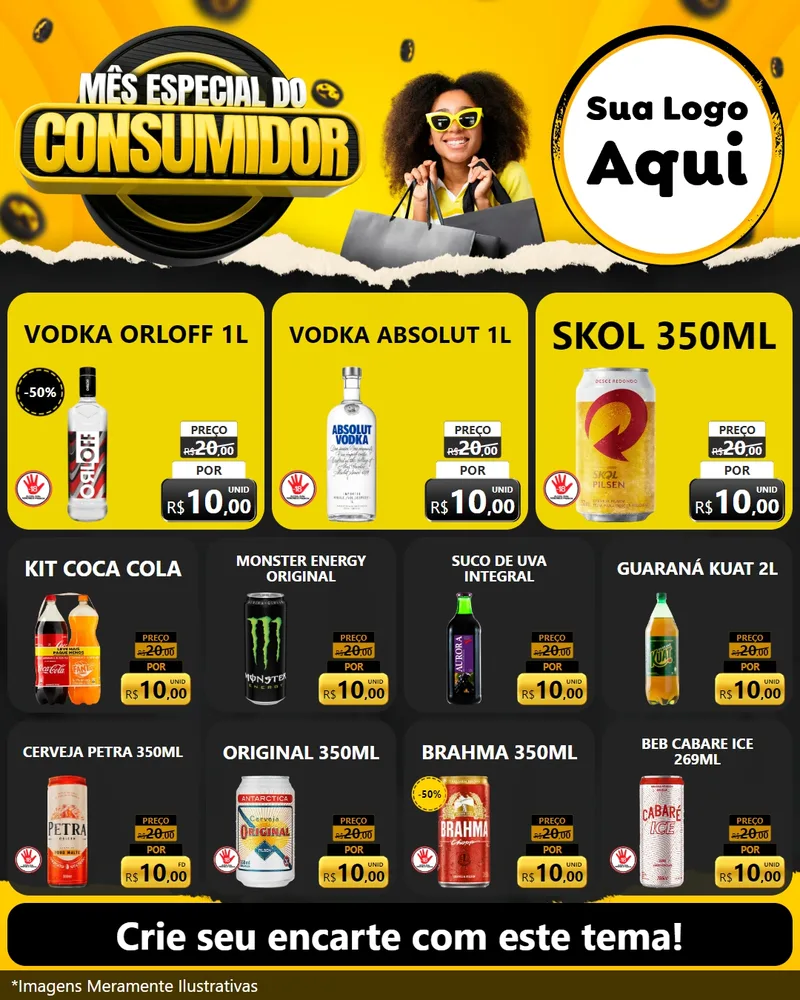 Modelo de Rede Social para Feed Instagram com o tema Mês Especial do Consumidor para Distribuidora de bebidas