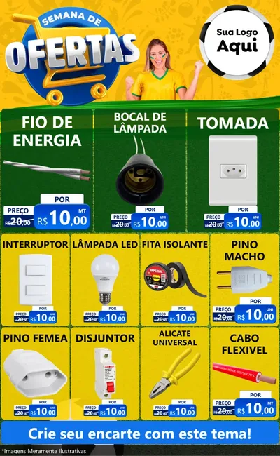 Modelo de Encarte para Encarte Grande com o tema Semana de Ofertas - Copa para Materiais Elétricos
