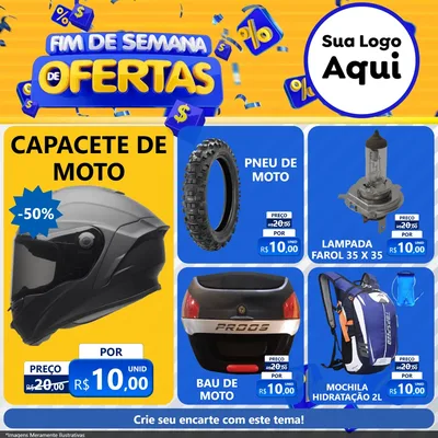 Modelo de Rede Social para Feed Facebook com o tema Fim de Semana de Ofertas para Moto peças