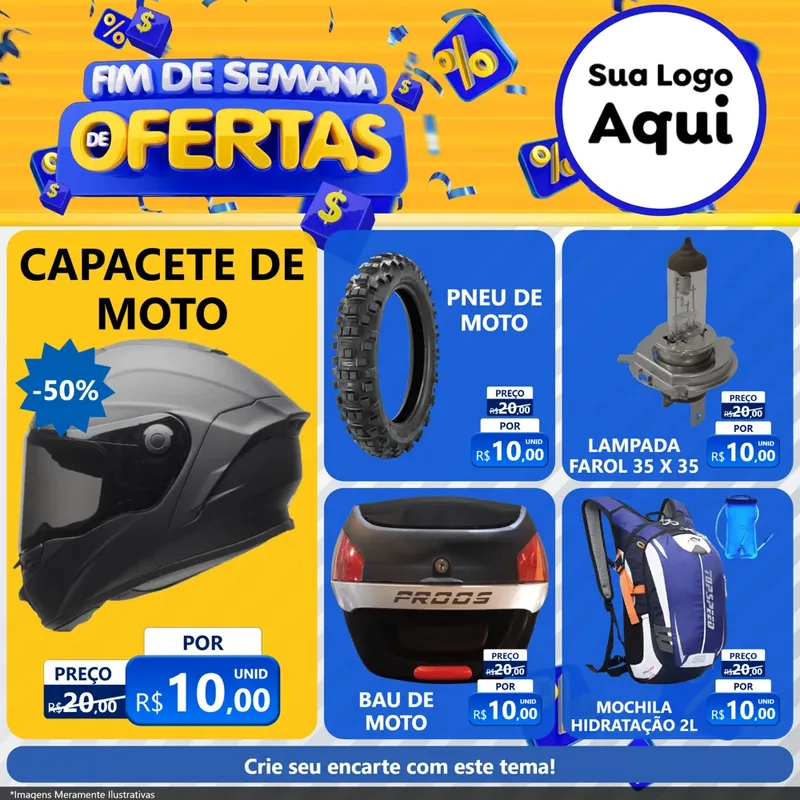 Modelo de Rede Social para Feed Facebook com o tema Fim de Semana de Ofertas para Moto peças