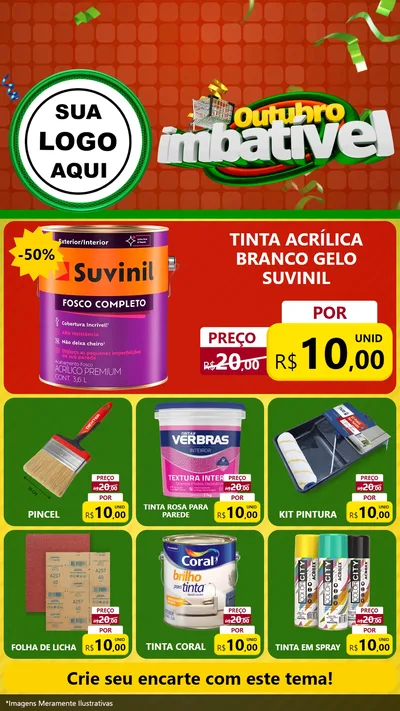 Modelo de Rede Social para Stories com o tema Outubro Imbatível para Tintas e Ferramentas