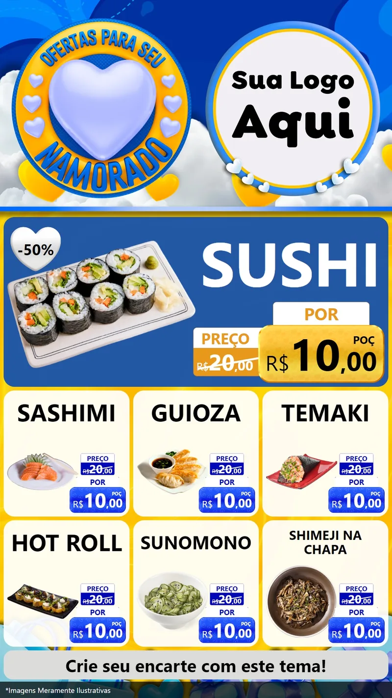 Modelo de Rede Social para Stories com o tema Ofertas Para Seu Namorado para Comida japonesa